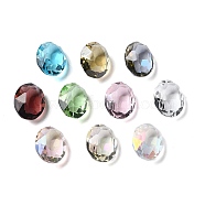 Transparent Glass Rhinestone Cabochons, Faceted, Pointed Back, Oval, Mixed Color, 10x8x5mm(RGLA-B003-04A)