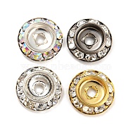 Brass Crystal Rhinestone Beads, Flat Round, Mixed Color, 11x3mm, Hole: 2mm(RB-F035-06B)