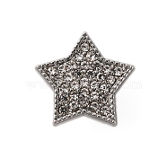 1-Hole Alloy Buttons, with Glass Rhinestone, Star, Platinum, 13x14x6mm, Hole: 1.8mm(FIND-WH0143-03P)