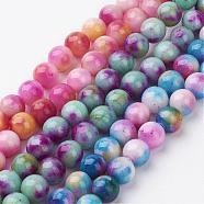 Jade Beads Strands, Natural White Jade, Dyed, Round, Mixed Color, 8mm, Hole: 1mm, about 51pcs/strand, 15.7 inch(G-D264-8mm-M)