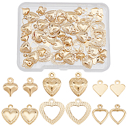 SUPERFINDINGS 72Pcs 6 Style Brass Charms, Long-Lasting Plated, Heart, Real 24K Gold Plated, 7~13x6~12x0.5~3.5mm, Hole: 0.7~1.5mm, 12pcs/style(KK-FH0004-19)
