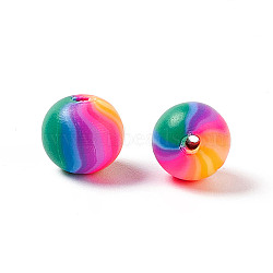 Handmade Polymer Clay Beads, Round, Colorful, 8mm, Hole: 2mm(X-CLAY-D005-01E)