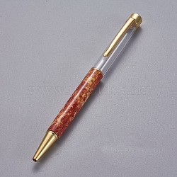 Creative Empty Tube Ballpoint Pens, with Black Ink Pen Refill Inside, for DIY Glitter Epoxy Resin Crystal Ballpoint Pen Herbarium Pen Making, Golden, Sienna, 140x10mm(AJEW-L076-A08)