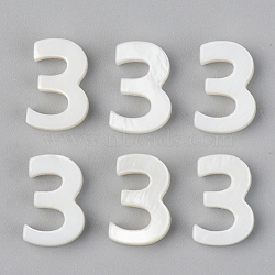 Natural Freshwater Shell Beads, Top Drilled Beads, Number, 10x7x3mm, Hole: 0.8mm(X-SSHEL-R048-005-03)