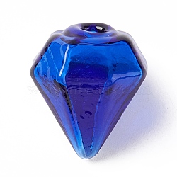 Handmade Blown Glass Bottles, for Glass Vial Pendants Making, Diamond, Royal Blue, 16~17x15~15.5x13.5~14.5mm, Hole: 2.5~5mm(GLAA-B005-01H)