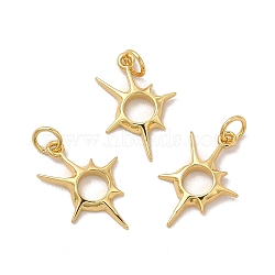 Rack Plating Eco-Friendly Brass Pendants, with Jump Rings, Long-Lasting Plated, Lead Free & Cadmium Free, Star Charm, Real 18K Gold Plated, 15.5x10.5x1.5mm, Hole: 2.5mm(KK-A177-23G-A)