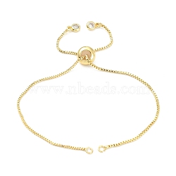 Rack Plating Brass Chain Bracelet Making, with Rhinestone, Long-Lasting Plated, Slider Bracelets Making, Cadmium Free & Lead Free, Real 18K Gold Plated, Single Chain Length: about 115~120mm(KK-A142-017G)