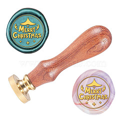 Wax Seal Stamp Set, Sealing Wax Stamp Solid Brass Head,  Wood Handle Retro Brass Stamp Kit Removable, for Envelopes Invitations, Gift Card, Christmas Themed Pattern, 83x22mm(AJEW-WH0208-430)