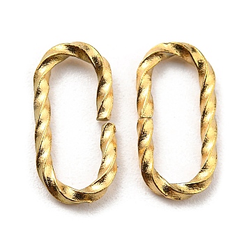 304 Stainless Steel Jump Rings, Open Jump Rings, Twisted, Oval Ring, Real 18K Gold Plated, 18 Gauge, 16x8x1mm, Inner Diameter: 5.5x14mm