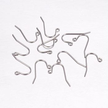 304 Stainless Steel Earring Hooks, with Horizontal Loop, Stainless Steel Color, 21x11x0.7mm, Hole: 1mm, pin: 0.7mm