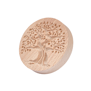 Wood Cookie Molds, Biscuit Stamps, Round, Tree of Life Pattern, 65.5x40mm, Inner Diameter: 57.5x57mm