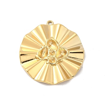 Ion Plating(IP) 304 Stainless Steel Pendants Rhinestone Settings, Concave-convex Flat Round, Real 18K Gold Plated, 33x30.5x3mm, Hole: 1.2mm, Fit for Rhinestone: 5.5x4mm and 2mm