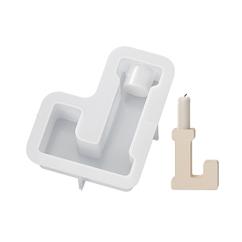 DIY Silicone Candle Holder Molds, Resin Plaster Cement Casting Molds, Letter L, 3.1x9.6x12cm, Inner Diameter: 2.2cm
