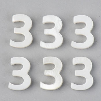 Natural Freshwater Shell Beads, Top Drilled Beads, Number, 10x7x3mm, Hole: 0.8mm