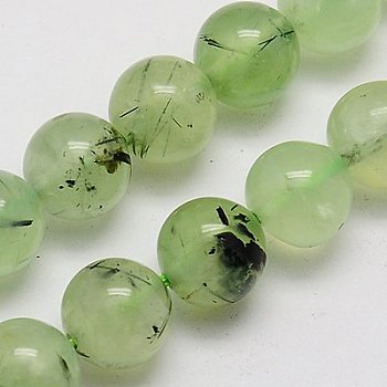 Natural Prehnite Beads Strands, Round, Pale Green, 6mm, Hole: 1mm, about 63pcs/strand, 15.5 inch