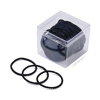 Rubber Elastic Hair Band, Black, 2mm, Inner Diameter: 43x36mm, 50pcs/box