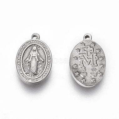 Antique Silver Oval Stainless Steel Charms