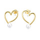Brass Open Heart Stud Earrings with ABS Plastic Pearl for Women(EJEW-N011-54LG)-1