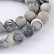 Round Frosted Natural Black Silk Stone/Netstone Bead Strands(X-G-M248-8mm-03)-2