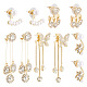 5 Pairs 5 Style Clear Cubic Zirconia Long Dangle Stud Earrings with Sterling Silver Pins for Women(EJEW-KS0001-03)-1