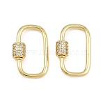 Brass Micro Pave Cubic Zirconia Screw Carabiner Lock Charms, for Necklaces Making, Oval, Real 18K Gold Plated, 24x16x5mm(FIND-WH0518-96A-G)