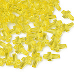 Transparent Acrylic Pendants, Faceted, Cross, Yellow, 16x10x4.5mm, Hole: 1.5mm, about 1455pcs/500g(MACR-S373-130-B03)