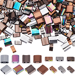 200pcs 6 Style Glass Seed Beads, Metallic Colours, 2-Hole, Rectangle, Mixed Color, 4.5~5.5x2~5.5x2~2.5mm, Hole: 0.5~0.8mm(SEED-CN0001-40)