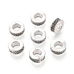 Tibetan Style Alloy European Beads, Round, Large Hole Beads, Antique Silver, 8x4mm, Hole: 4mm(TIBEB-T005-07S)