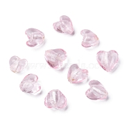 Handmade Silver Foil Glass Beads, Heart, Pink, 12x8mm, Hole: 1~2mm(SLH12MM06Y)