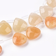 Natural Yellow Aventurine Beads Strands, Top Drilled Beads, Faceted, Teardrop, 10~10.5x10~10.5x5mm, Hole: 0.6mm, about 39pcs/strand, 15.94 inch(40.5cm)(G-G821-09B)