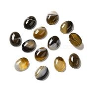 Natural Banded Agate Cabochons, Dyed & Heated, Oval, Coffee, 10x14x5~7mm(G-G975-01A-01)