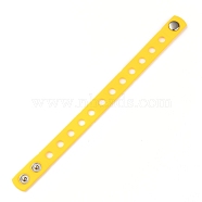 Unisex Silicone Cord Bracelets, with Platinum Plated Iron Findings, Yellow, 8-3/8 inch(21.3cm)(BJEW-M204-01A)