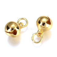 Brass Bell Charms, Long-Lasting Plated, with Jump Ring, Real 14K Gold Plated, 10.5x7.5mm, Hole: 3mm(KKB-H007-01G)