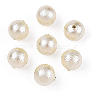 Compressed Cotton Pearl Beads, Eco-Friendly, Dyed, Round, Cornsilk, 8~8.5mm, Hole: 1.2mm(WOVE-S114-8mm-10)