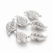304 Stainless Steel Pendants,  Leaf, Stainless Steel Color, 24x13.5x4mm, Hole: 1mm(STAS-G192-14P)