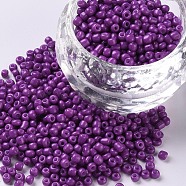 Baking Paint Glass Seed Beads, Dark Violet, 12/0, 1.5~2mm, Hole: 0.5~1mm, about 3333pcs/50g, 50g/bag, 18bags/2pounds(SEED-US0003-2mm-K11)
