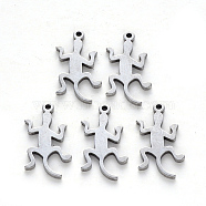 201 Stainless Steel Pendants, Laser Cut, Gecko, Stainless Steel Color, 17.5x9.5x1mm, Hole: 1mm(STAS-N092-48)