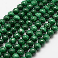 Natural Malachite Beads Strands, Round, 6mm, Hole: 0.5mm, about 68pcs/strand, 15.7 inch(40cm)(G-F461-05-6mm)