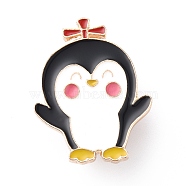 Animal with Wind-stick Enamel Pin, Light Gold Alloy Badge for Backpack Clothes, Penguin Pattern, 21.5~29.5x23.5~28.5x2mm, Pin: 1mm(ENAM-K021-07A)