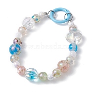 Resin & Acrylic Beaded Pendant Decorations, with Alloy Spring Gate Rings, Light Sky Blue, 254mm(KEYC-JKC00513)
