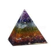 Yoga Chakra Jewelry, Orgonite Pyramid, Resin Home Display Decorations, with Gemstone Inside, 59~60x59~60x59~60mm(DJEW-L014-H01)