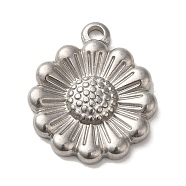 304 Stainless Steel Pendants, Flower Charms, Stainless Steel Color, 21x18x3mm, Hole: 2mm(STAS-R223-13)