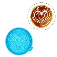Silicone Cup Mat Molds, Resin Coaster Molds, for UV Resin & Epoxy Resin Craft Making, Flat Round, Heart Pattern, 105x9mm(DIY-M039-05D)