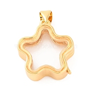 Rack Plating Brass Locket Pendants, with Plastic, Cadmium Free & Lead Free, Long-Lasting Plated, Real 18K Gold Plated, Flower, 20x18x7mm, Hole: 4x3mm(KK-F874-01G-04)