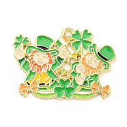 Saint Patrick's Day Alloy Enamel Pendants, Light Gold, Human, 25x35x1.5mm, Hole: 1.6mm(ENAM-P251-B05-LG)