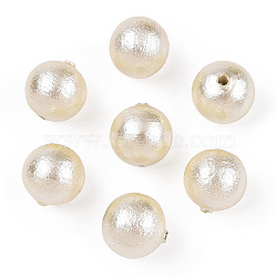 Compressed Cotton Pearl Beads, Eco-Friendly, Dyed, Round, Cornsilk, 8~8.5mm, Hole: 1.2mm(WOVE-S114-8mm-10)
