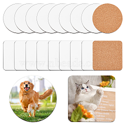 20Pcs 2 Styles Square & Flat Round MDF Cup Mats, Cork Bottom Coaster, Heat Resistant Pot Mats, for Home Kitchen, BurlyWood, 89.5x89.5x4mm, 10pcs/style(AJEW-OC0005-04)