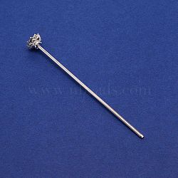 Rack Plating Alloy Hair Stick Findings, with Lotus Flower Shape Bead Caps, Silver, 125mm(FIND-WH0247-03B-S)