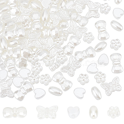 SUPERFINDINGS 400Pcs 5 Style ABS Plastic Imitation Pearl Beads, Mixed Shapes, Creamy White, 8~11x8~16x4~6mm, Hole: 1.2~1.8mm, 80pcs/style(KY-FH0001-13)