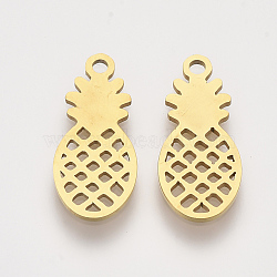 201 Stainless Steel Pendants, Laser Cut Pendants, Pineapple, Golden, 17x8x1mm, Hole: 1.2mm(STAS-S110-017G)